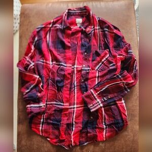 A.New.Day Red and Blue Plaid Button-Up Shirt